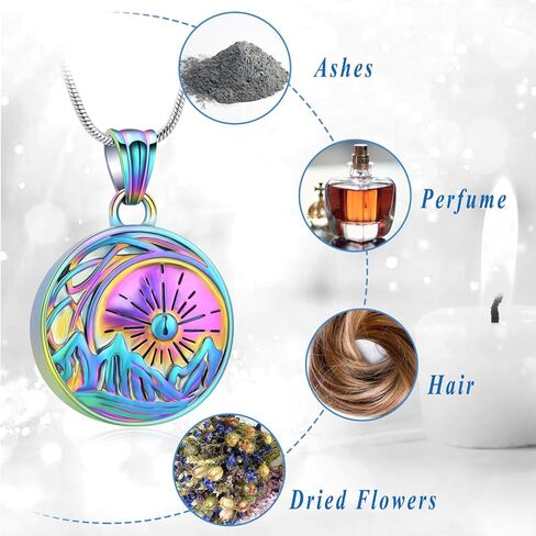 Urn Necklace for Ashes Celtic Knot Cremation Jewelry for Ashes Mountain Necklace for Women Valley Sunset Keepsake Memorial Pendant Moon Mountain Range Necklaces in Saudi Arabia