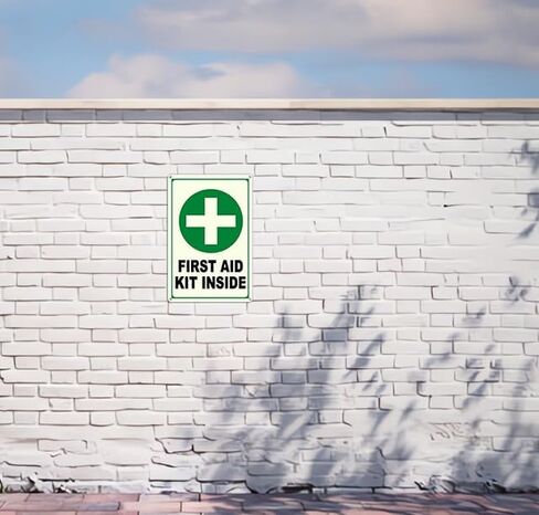 Glow In The Dark First Aid Sign 8 x 12 Inches - Sturdy Acrylic Glow Signs - For 50 Feet Visibility in Saudi Arabia