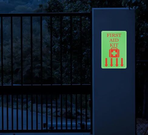 Glow In The Dark First Aid Sign 8 x 12 Inches - Sturdy Acrylic Glow Signs - For 50 Feet Visibility in Saudi Arabia