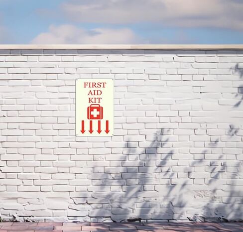 Glow In The Dark First Aid Sign 8 x 12 Inches - Sturdy Acrylic Glow Signs - For 50 Feet Visibility in Saudi Arabia