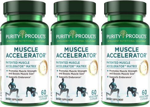 Purity Products Muscle Accelerator 650 mg Patented & Clinically Tested Muscle Accelerator Blend of Ayurvedic Herbal Extracts Promotes Strength, Endurance + Muscle Growth - 60 Veg Caps in Saudi Arabia