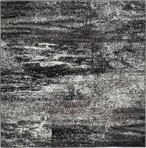 SAFAVIEH Adirondack Collection Area Rug - 10' Square, Silver & Black, Modern Abstract Design, Non-Shedding & Easy Care, Ideal for High Traffic Areas in Living Room, Bedroom (ADR112A) in Saudi Arabia