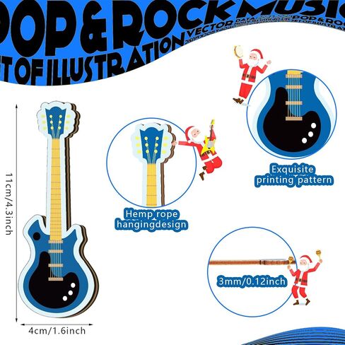 Civaner 36 Pcs Christmas Guitar Ornaments Wooden Guitar Xmas Musical Ornaments Mini Instrument Christmas Ornaments for Holiday Christmas Tree Decoration in Saudi Arabia