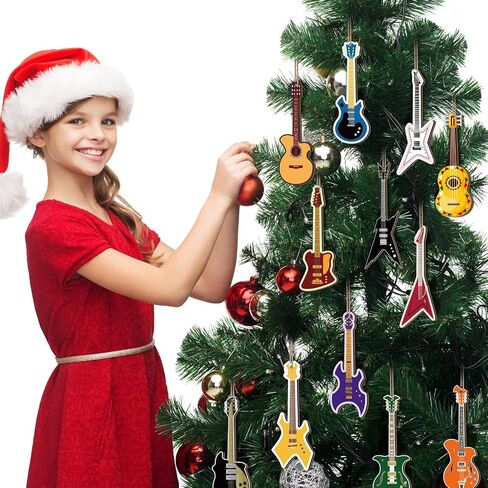 Civaner 36 Pcs Christmas Guitar Ornaments Wooden Guitar Xmas Musical Ornaments Mini Instrument Christmas Ornaments for Holiday Christmas Tree Decoration in Saudi Arabia
