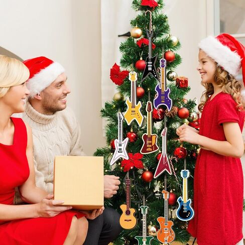 Civaner 36 Pcs Christmas Guitar Ornaments Wooden Guitar Xmas Musical Ornaments Mini Instrument Christmas Ornaments for Holiday Christmas Tree Decoration in Saudi Arabia