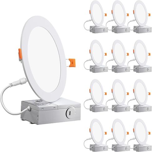 Recessed Lighting 6 Inch, Canless LED Recessed Light Fixtures with Junction Box, 12W (100W Eqv), 950LM, 5000K Daylight, Dimmable LED Downlight and Ceiling Lights LED, ETL Listed, 12-Pack in Saudi Arabia