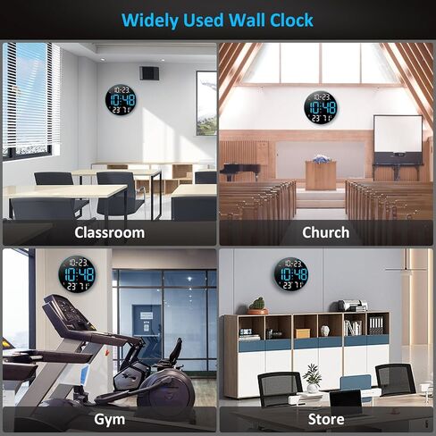 Digital Wall Clock Large Display,12" Digital Clock with Remote Control,Calendar, Adjustable Dimming, Temperature, 12/24 H, Wall Clock for Living Room Office Garage Gym Classroom in Saudi Arabia