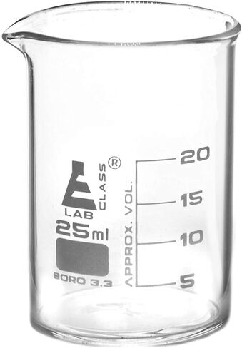 كوب EISCO، 25 مل - طراز غريفين، شكل منخفض مع صنبور - أبيض، 5 مل - زجاج بوروسيليكات 3.3 in Saudi Arabia