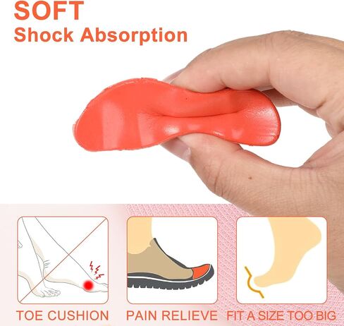 6 PCS Shoe Filler Insert for Loose Shoe, Toe Cushion Fillers Make Shoes Fit, Toe Cushion Fillers for Women and Men for All Day Pain Relief and Comfort, Prevent Heel Sliping(Orange) in Saudi Arabia