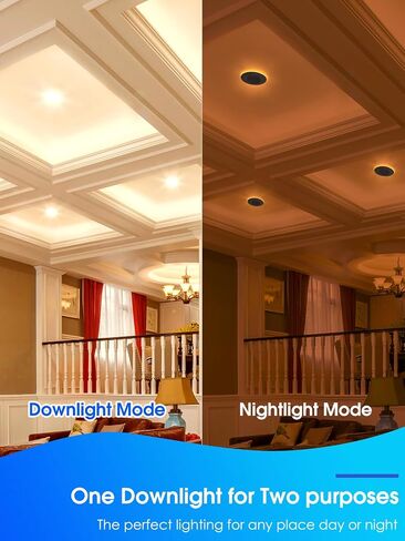 6 Pack 6 Inch LED Recessed Lighting with Night Light, Dimmable Can Lights with Baffle Trim, 9W=85W, Warm White 3000K, 700LM Retrofit Downlight, CRI 90, Damp Rated, IC Rated, ETL & FCC in Saudi Arabia