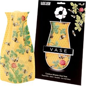 MODGY Expandable Flower Vase, Plastic Decorative Modern Foldable Printed Vases for Centerpieces for Wedding, Dining Table, Home Decor, Living Room, Bathroom, Candace Wheeler Bees