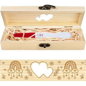 CHGCRAFT Pregnancy Test Keepsake Box Rainbow Hollow Love Wooden Pregnancy Test Gift Box with Raffia Ribbon and Lock Pregnancy Announcement Gifts Box Announcement Gifts for Husband Parents, 8x2x1.2inch in Saudi Arabia