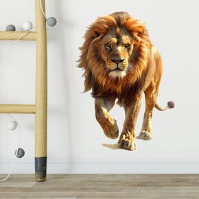 Cool Walking Lion Wall Decal Nursery Tropic Animal Wall Sticker Removable Peel and Stick Wall Art Decor for Kid Baby Classroom Preschool Living Room Playroom Bedroom School
