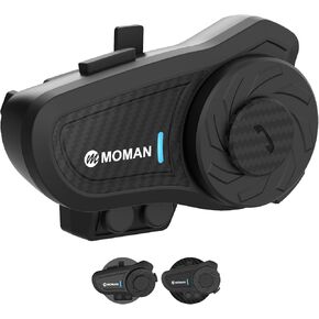 Moman Motorcycle Helmet Headset, H2Pro【1Pack Red】 Wireless Helmet Communication Voice Assistant Music Share FM IP65 Waterproof DSP&CVC Noise Cancellation, Motorbike-Wireless-Helmet-Intercom-Headset in Saudi Arabia
