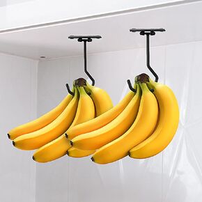 JINIHFW Banana Hook Hanger, Banana Hook Under Cabinet Black to Keep Bananas Fresh,Metal Banana Hanger Under Cabinet Hook，NO Foldable