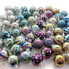 20 Miniature Christmas Ornaments for Dollhouse or Small Tabletop trees, Mixed Colorful Glass Baubles, 1:12 or 1:6 Scale (20 Ornaments)