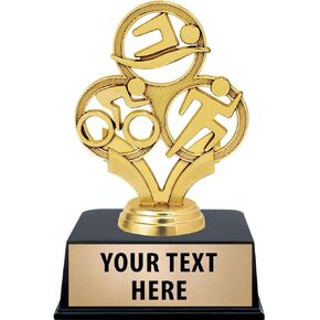 Crown Awards Triathlon Trophies with Custom Engraving, 6" Personalized Triathlon Trophy On Black Base Prime