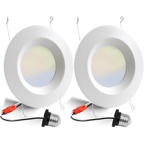 6 Pack 6 Inch LED Recessed Lighting with Night Light, Dimmable Can Lights with Baffle Trim, 9W=85W, Warm White 3000K, 700LM Retrofit Downlight, CRI 90, Damp Rated, IC Rated, ETL & FCC