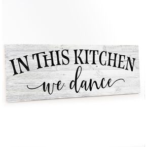 In this Kitchen, we dance Farmhouse Rustic Wall Art Kitchen Sign Home Decor Wood Sign Gift 6x18 B3-06180062019