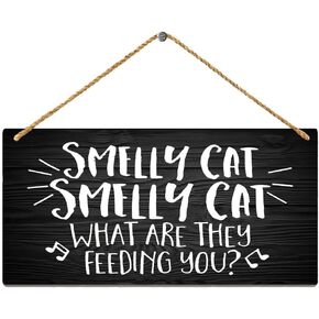 Hanging Wood Sign Phoebe Buffay Friends Inspired Smelly Cat Song Farmhouse Decorative Signs, Home Signs, Kitchen, Rustic Wall Decor 12 X 6 Inch