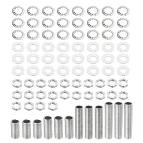 MECCANIXITY Lamp Pipes with Lock Nuts Washers 4 Size Rod 1/8IP Thread Fasteners Assortment for Chandelier Ceiling Light Repair Assembly DIY Hardware, Pack of 84