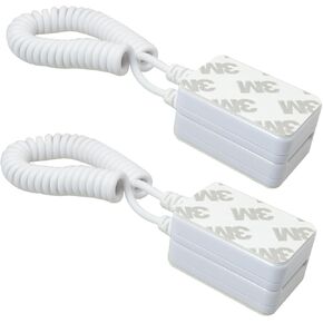 MEETOOT 2PCS Retractable Cable Lock Spring Loaded Cable Box White Square Security Chain Suitable for Remote Control and Tablet Showroom and Mobile Phone