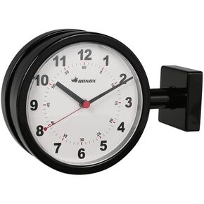 Dulton S624-659BK Double Face Clock, Black, Small Wall Mounted Double-Sided Clock, Height 8.1 inches (205 mm), Width 11.2 inches (285 mm), Depth 3.5 inches (90 mm)