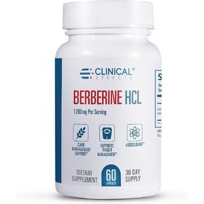 Clinical Effects Berberine HCL - Pure Berberine 1200mg - Liver Support - Vegan Supplement - 60 Veggie Capsules - Made in The USA