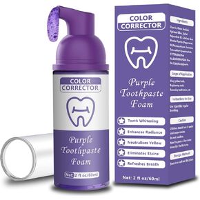 معجون أسنان أرجواني لتبييض الأسنان، معجون أسنان أرجواني لتبييض الأسنان، رغوة معجون أسنان أرجوانية، مصحح لون الأسنان، إزالة بقع الأسنان، نفس منعش ومعزز تبييض الأسنان، 2 أونصة سائلة. in Kuwait