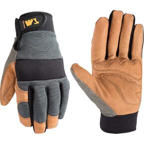 Wells Lamont Men's Heavy Duty Leather Palm Hybrid Spandex Work Gloves, Large (3236L), Gray