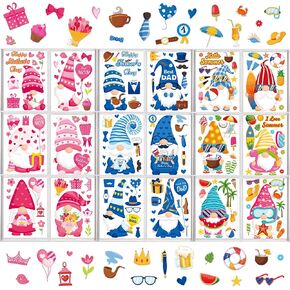 Fall Window Clings Decoration Autumn Gnome Window Stickers Thanksgiving Pumpkin Maple Leaves Halloween Ghost Christmas Winter Window Decals for Glass Window Home Office Classroom Xmas Party Supplies
