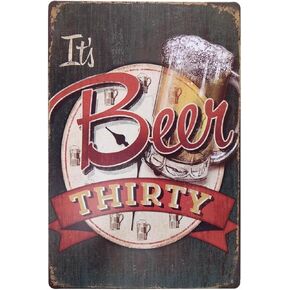 ERLOOD It's Beer Thirty Vintage Funny Home decor Tin Sign Retro Metal Bar Pub Poster 8 x 12