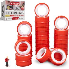 XFasten Teflon Tape 1/2 Inch x 394 Inches 30-Pack 19,700" Total White Plumbers Tape Teflon Tape Plumbing Tape for Leaks, Water Pipe Tape Teflon Tape for Garden Hose Tape for Leaking Hose PTFE Tape in Kuwait