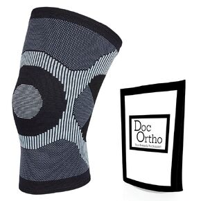 Doc Ortho Compression Knee Sleeve, Breathable Pull-On Support, Pair