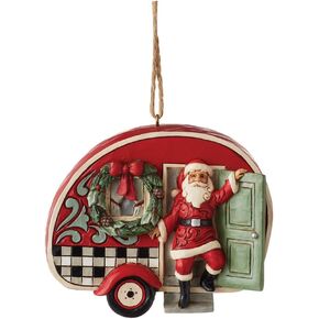 Enesco Jim Shore Heartwood Creek Four Seasons Highland Santa in Plaid Camper Ornament