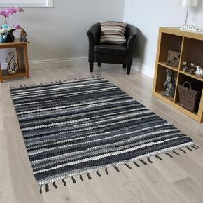 Handcrafted Area Rug Chindi Rug 3x5 ft - Hand-Woven Cotton Area Rag Rug - Reversible Floor Rug for Bedroom Living Room Kitchen Dorm Entryway Hallway - Chindi Area Rug Beige Multi