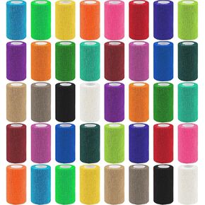 Self Adhesive Bandage Wrap 40 Rolls,Breathable Cohesive Non-Woven Wrap,Athletic Tape Self Adherent Wrap Stretch Vet Tape for Wrist Ankle Swelling Sprains(4 Inch x 5 Yards,20 Colors)