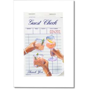 Xianyojafa Funky Guest Check Canvas Wall Art, Trendy Preppy Blue Bar Cart Poster for Room Aesthetic, Cocktail Cheers Alcohol Print, Retro Home Bar Pub Bar Cart Wall Decor 12x16in Unframed