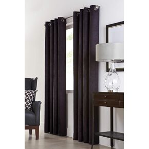 Loft Living Nova Total Blackout Woven Faux Suede Curtain Panel 54" x 95" in Black