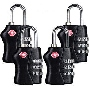 TSA Security Combination Lock Suitcase Luggage Bag Code Lock Padlock (Black-4 Pack)