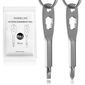 Keychain Screwdriver Tool Christmas Gifts for Men, Poswlto Stocking Stuffers for Men, 6-in-1 Screwdriver Flathead and Phillips bit, Hex Wrench Cool Gadgets Gifts for Adults, Dad, Father, Husband
