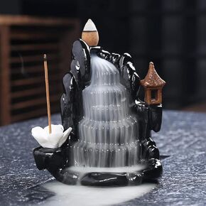Ceramic backflow Incense Holder, Waterfall Incense, backflow Incense Burner, Waterfall Incense Burner, with 50 backflow Incense Cones, Aromatherapy Accessories Home Decor