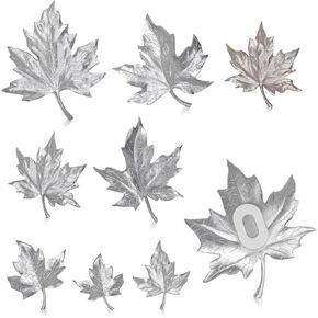 HILIUS Maple Leaf Wall Decor, 8 Pack Resin 3D Wall Sculptures Hanging Decorations Wall Decor Home Decor Art Craft for Living Room Bathroom Bedroom Wall (Silver)