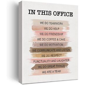 Motivational Teamwork Wall Art in This Office We Do Teamwork Canvas Print Inspirational Framed Diversity Painting for Office Home Wall & Tabletop Decor