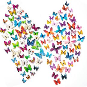 480Pcs Butterfly Wall Decor, 3D Colorful Butterfly Wall Stickers, Removable Wall Decals Butterflies Sticker DIY Art Decor Crafts for Party Classroom Bedroom Room