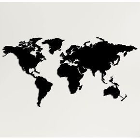 DEKADRON Metal Wall Art, Metal World Map Continents, Metal Wall Decor, Interior Decoration, Metal Sign, 4 Pieces (40" Wx21 H / 101cmx53 cm)