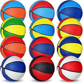 Wettarn 12 PCS Mini Basketballs for Kids Size 3 Basketballs Bulk with Pump 7 Inch Colorful Waterproof Rubber Basketball for Mini Hoop Indoor Outdoor Practice Toddler Game Waterproof