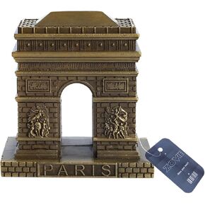 ZOVIE Metal Paris Arch of Triumph Statue Figurine Home Desktop Décor Souvenir Artificial World Famous Buildings Sculpture(3.2in Top)