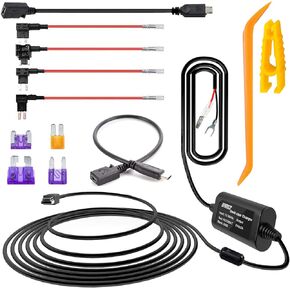Type C Port Dash Cam Hardwire Kit iiwey 13ft 12V 24V to 5V Mini Hard Wire Kit Fuse for Dashcam, Micro Car Dash Camera Charger Power Cord with LP/Mini/ATO/Micro2 Fuse for Dash Cam, GPS Navigator