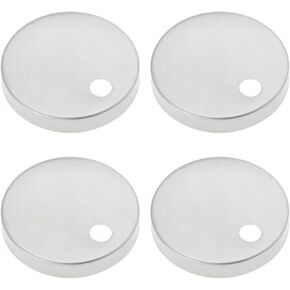 4Pcs Toilet Seat Hinge Cover 55mm Diameter Toilet Seat Hinge Fixings Covers Stainless Steel Toilet Pan Top Fixing Decorative Covers Set, Silver